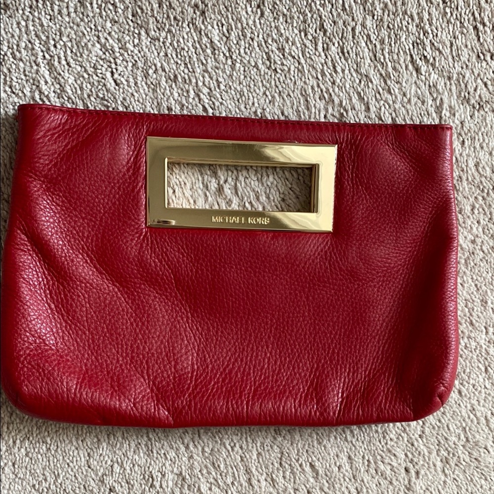 Michael Kors Red Leather Clutch